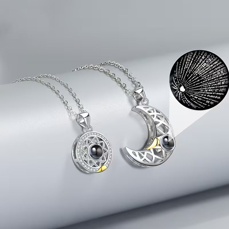Sol y Luna Infinito – Collar Multilenguaje del Amor